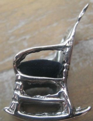 Novelty Antique Style Solid Silver Rocking Chair Pin Cushion - Dolls House 3