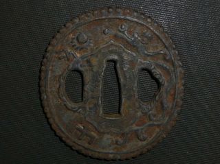 Nanban Tsuba Of Katana (sword) : Edo : 2.  6 × 2.  5 × 0.  2 " 80g