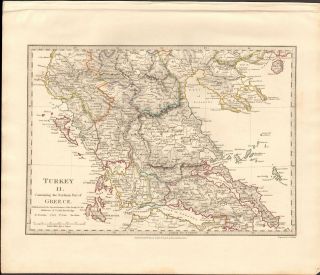 1829 Antique Map - Sduk - Turkey Ii,  Greece,  Northern Part