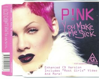 Pink You Make Me Sick Rare Australian Cd Single W/video
