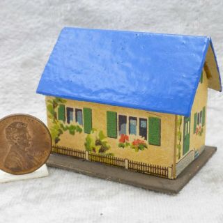 Vintage Miniature Cardboard Doll House Lithograph Christmas Putz Village Germany