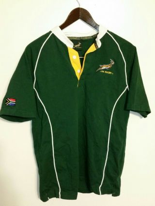 Rare White Collar Sa Rugby Springboks South Africa Union National Jersey.  Size M