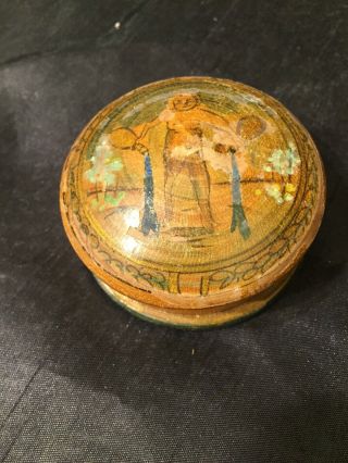 Vintage Decorative Wood Wooden Box With Lid Mauchline Hand Decorated