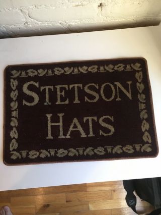 Stetson Hats Carpet Mat: Extremely Rare Find From Old Hat Store.  17 X 12 Inches