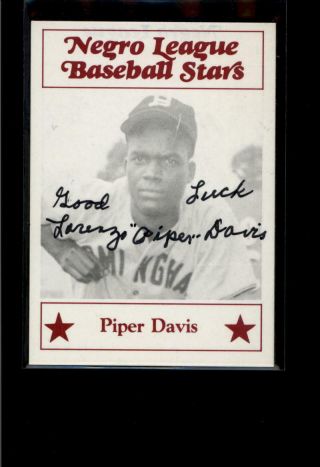 1986 Fritsch Negro League 47 Piper Davis Jsa Authenticated Autograph Very Rare