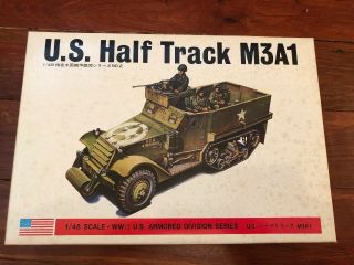 Vintage Bandai Ww2 U.  S.  Army Half Track M3a1 1/48 Model Kit Rare Early Version