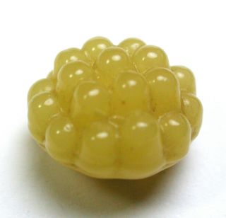 Bb Antique Charmstring Glass Button Swirl Back Uranium Berry Mold Yellow 1/2 "