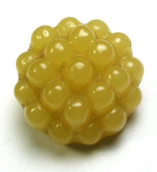 BB Antique Charmstring Glass Button Swirl Back URANIUM Berry Mold Yellow 1/2 