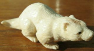 Finely Carved Statue Of A Scottish Otter - Made From Red Deer Antler