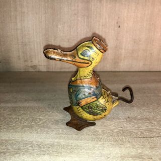 Antique•1930s•j.  Chein•mechanical Walking Duck•tin Wind Up Toy•easter