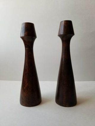 Vintage Mid Century Wooden Candle Holders Danish?