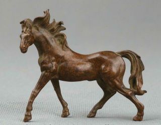 70mm Chinese Small Bronze Exquisite Animal Fengshui 12 Zodiac Year Horse Statue