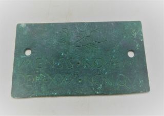 European Finds Ancient Roman Bronze Plaque With Military Inscription & Scorpion