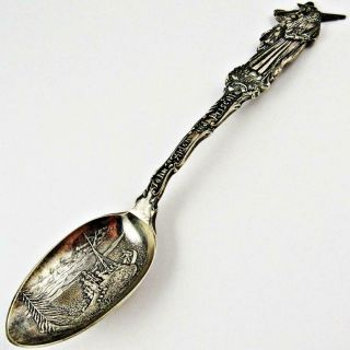 Antique John Alden & Priscilla,  Plymouth,  Mass Washburn Sterling Silver Spoon
