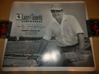 Rare 1994 Luigi Chinetti Remembered Ferrari Phil Hill Denise M.  Signed Poster