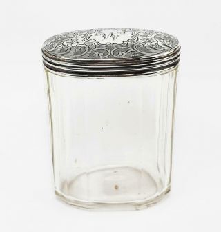 Fine Victorian Sterling Silver Lidded Cut Glass Dressing Table Jar London 1894