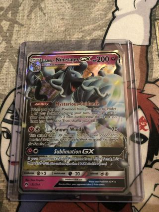 Pokemon Card: Alolan Ninetales Gx 132/214 Lost Thunder Holo Ultra Rare Nm