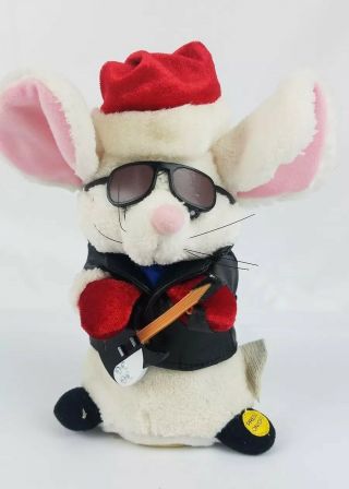 Rare Gemmy Animated Christmas Mouse Plays Guitar And Sings Jingle Bell Rock