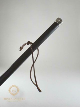 Antique 19th Century Sterling Silver & Ebony Walking / Swagger Stick