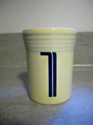 Vtg Fiesta Yellow Juice Tumbler Cup W Rare Number One " 1 " Graphic - Fiestaware
