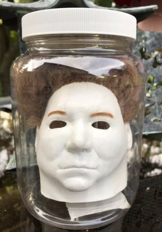Rare Don Post Studios Michael Myers Mask Shrunken Head In Jar Halloween Horror