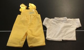 Vintage Cabbage Patch Doll Kid Yellow Corderoy Over Alls White Top