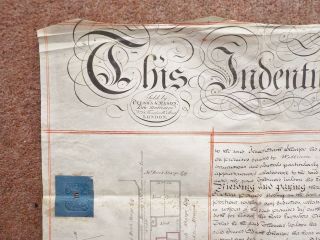 1828 Hoxton Shoreditch London Vellum Deed Document Indenture Plan