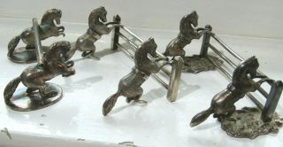 3 Antique Silver Plated Knife Rests " :horses Jumping " Very Unusual Design