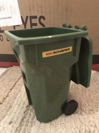 Rare Mini SSI Schaefer Green Miniature Bin Trash Cart Can Garbage Office Toy 3