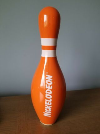 Vintage Brunswick Nickelodeon Orange Bowling Pin 15 " Rare Wood