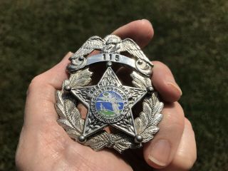 Rare Obsolete 1970’s Florida Sheriff School Crossing Guard Hat Badge.  Hallmarked