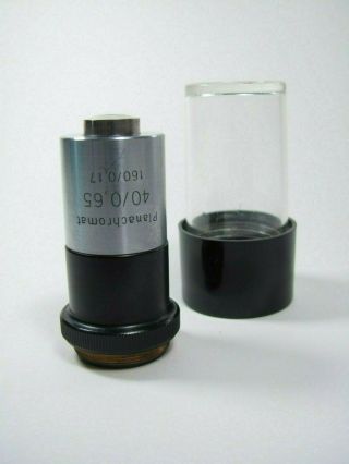 Lens Planachromat 40/0,  65 Carl Zeiss Microscope Lens Objective Jena Rare