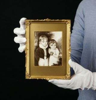 Small Antique Vintage Gilt Frame | Portrait Of Boy & Girl | Photographic Print