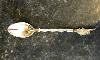 Silver Teaspoon From Cyprus With Intricate Map On The Terminal