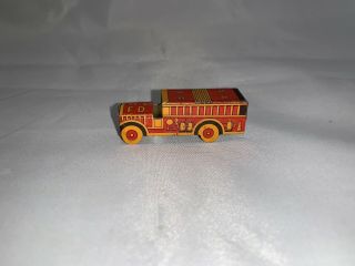 1930 Cracker Jack Tin Toy Prize Fire Truck Marked " Fd  Rare "