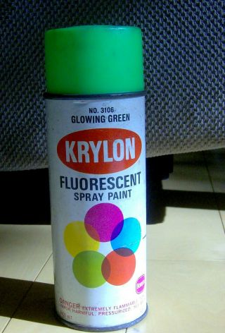 Rare Vintage 1968 Krylon Fluorescent Spray Paint Can 3106 Glowing Green Retro