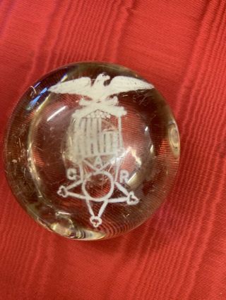 Antique Grand Army Of The Republic Glass Paperweight
