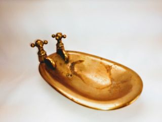 Vintage Antique Solid Brass Soap Dish Footed Bathtub Style Faucets 6.  5 In.  Long