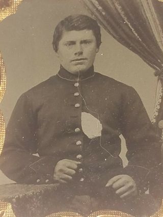 Rare 1860s Civil War Soldier With Hanky 9th Plate Ruby Ambrotype