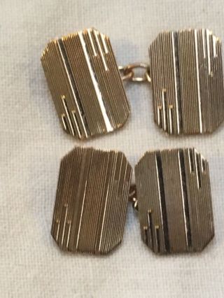 Art Deco 1920s To C1930 Antique 10ct Gold Front & Back Cufflinks Made By Hg & S