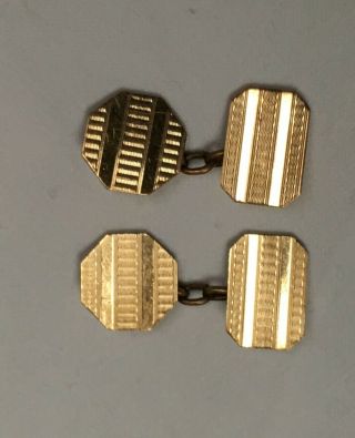 Art Deco 1920s To C1930 Antique 10ct Gold Front And Back Cufflinks Made By Gnu