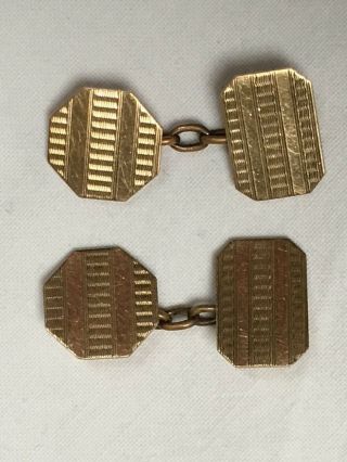 Art Deco 1920s to C1930 Antique 10ct gold front and back cufflinks made by GNU 2