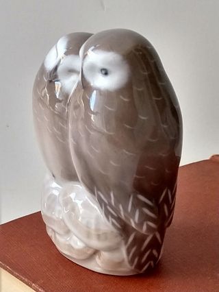 Antique Porcelain Royal Copenhagen Loving Owl Pair 834 Small Ceramic Denmark 2