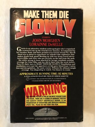 Make Them Die Slowly - Big Box VHS - Horror - Rare 2