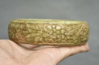 4 " Old Chinese Ancient Jade Dynasty Carved Flower Woman Jewelry Bracelet Bangle