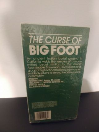 The Curse Of Bigfoot Vhs Classic Horror Rare Vintage 1989 star classics 2