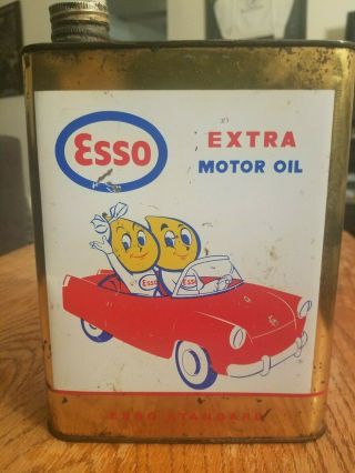 Rare Vintage Esso Standard Motor Oil Can Old Gas Station Sign Garage