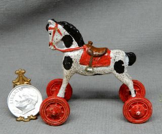 Vintage Metal Horse Ride Upon Nursery Toy Dollhouse Miniature 1:12