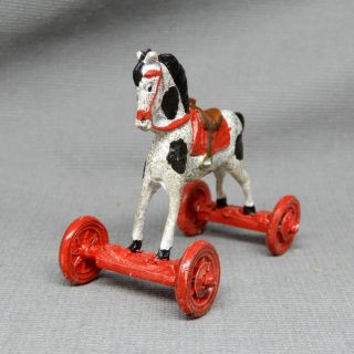 Vintage Metal Horse Ride Upon Nursery Toy Dollhouse Miniature 1:12 3