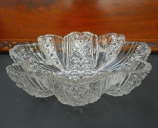Antique Hobbs Clear Pressed Glass Daisy & Button Fruit Bowl - Eapg - C 1880s